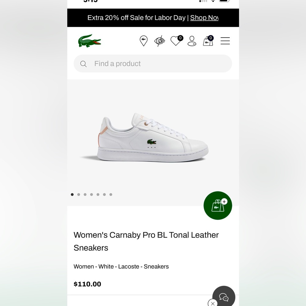 Ladies leather Lacoste size 9 worn once